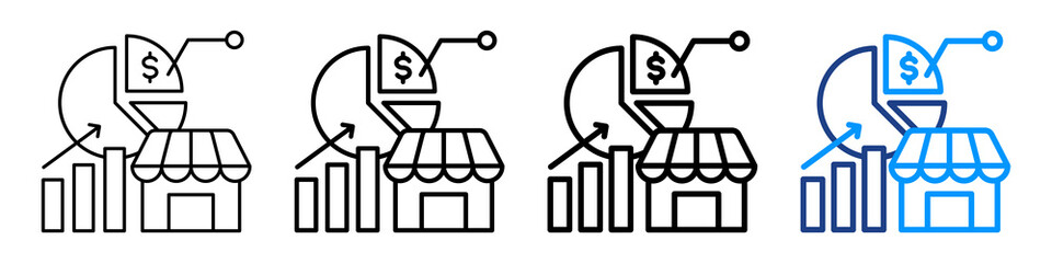 Market Share Icon Different Style Outline Collection Set.
