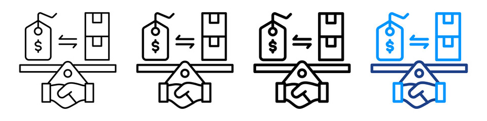 Fair Pricing Icon Different Style Outline Collection Set.
