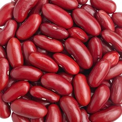Pile of shiny, deep red kidney beans