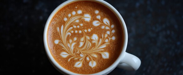 creamy coffee topped with swirling milk art like a frothy cloud dance