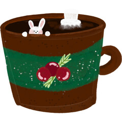 Christmas Rabbit Cocoa Illustration Design Vector