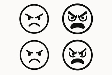 Angry and Frustrated Emoji Line Icons Set