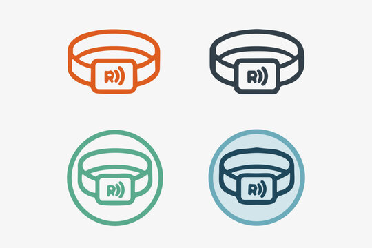 RFID Wristband and Contactless Access Line Icons Set