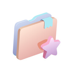3D Pastel Folder With Star Bookmark Icon