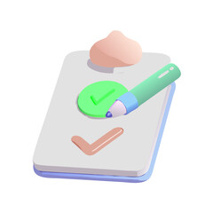 3D Soft Clipboard With Checkmark Icon