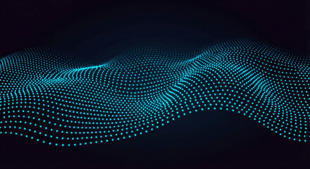 Digital wave in turquoise color flows across a dark background.