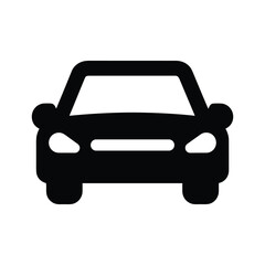 Obraz premium Front view of a black car icon isolated on, simple and minimalist design for transportation