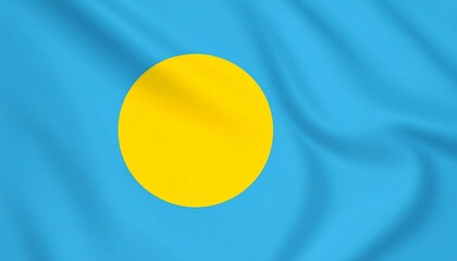 Palau national flag with yellow moon on sky blue field symbolizing peace, tradition, and oceanic identity.