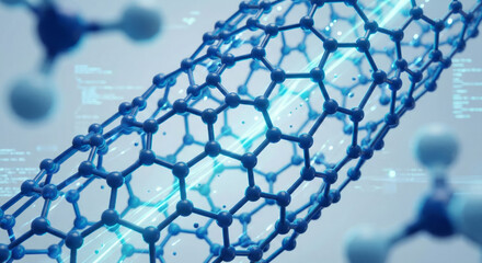 Close view of a hexagonal molecular tube in a lab environment.
