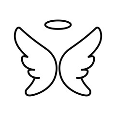 Angel wings with halo icon