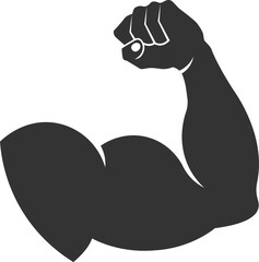 Vector human muscle shape. Hand arm silhouette symbol. Biceps arm flat muscle illustration like an attractive bodybuilder