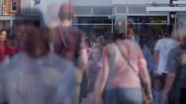 Time Lapse Scene Shows A Busy Halifax Canada Street Filled With Many Pedestrians Moving Fast During Rush Hour With Diverse Groups Walking Through The Urban Center Creating A Dynamic City Vibe