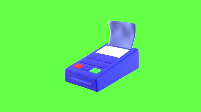 4K motion graphic 3D animation of edc machine icon rotating on chroma key green screen background.