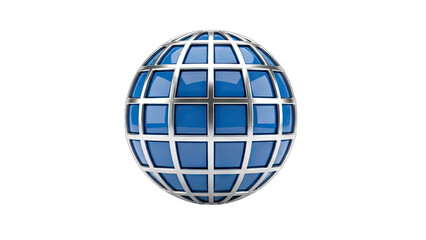 Metallic Grid Encasing A Blue Spherical Shape With A Transparent Background