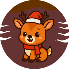 Mascot logo cute deer christm...