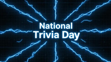 National Trivia Day Animation Grid Knowledge Icons Electric Blue Display