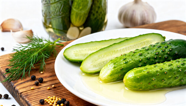 Crisp Dill Pickle Spears on Wooden Board | Classic Snack