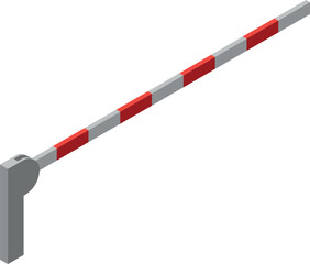 A red and white traffic barrier with a red stripe