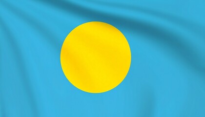 Palau flag with light blue field and large yellow circle offset toward hoist side.
