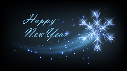 Obraz premium Festive Golden Snowflake with Happy New Year Message. Greeting Card
