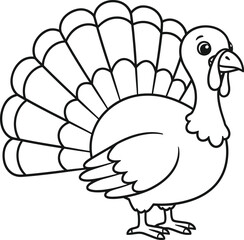 Cute cartoon turkey vector illustration waving and smiling for Thanksgiving holiday design