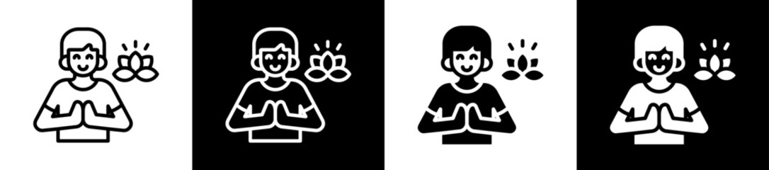 Mindfulness Icon Set In Black And White Filled Style Collection