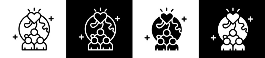 Social Awareness Icon Set In Black And White Filled Style Collection