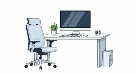 office desk with laptop