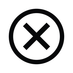 Fototapeta premium Black cross symbol inside a black circle, isolated on