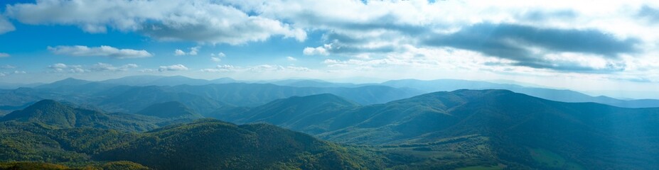Sunlight over the mountains. Polish Bieszczady Mountains. © Tomasz