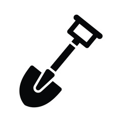 Black silhouette of a shovel isolated on