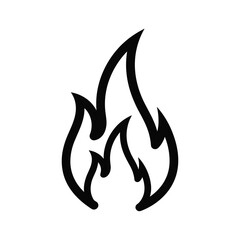 Simple black flame icon on white background