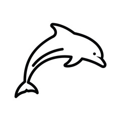 Simple line drawing of a dolphin jumping out of water