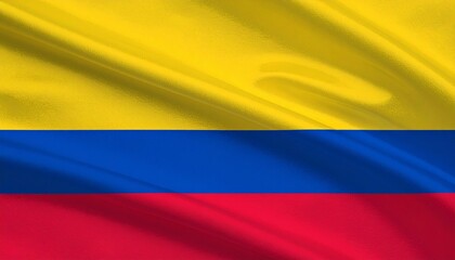 Fototapeta premium Colombia flag with yellow, blue, and red horizontal stripes; yellow band twice the height of others.