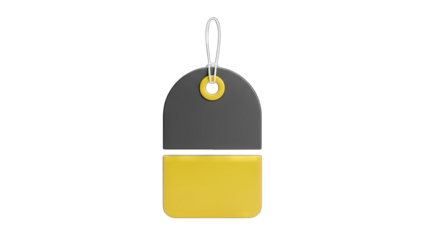 Modern Gray And Gold Price Tag With Ring And Clip On A Transparent Background Representing Retail Commerce Shopping And Sales Promotions For Business