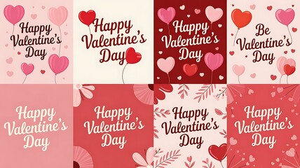 Valentine's Day design: a collection of valentine's day illustration design with heart balloon or flowers