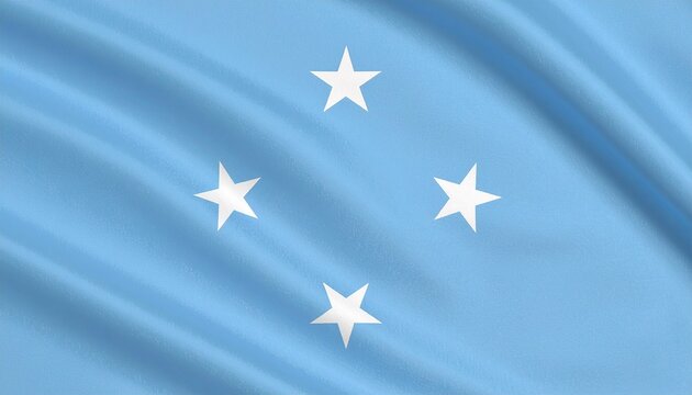 Micronesia flag with light blue field and four white stars in diamond pattern.