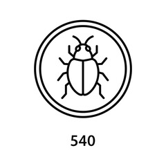 Simple line drawing of a beetle inside a circle with number 540