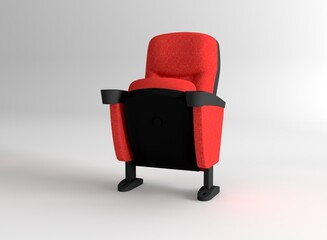 Red cinema chair on white background. Cinema concept