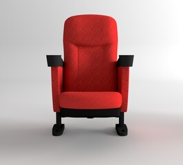 Red cinema chair on white background. Cinema concept