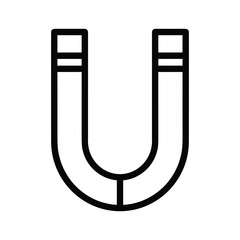 Simple black and white illustration of a horseshoe magnet