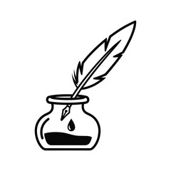 Quill pen in inkwell
