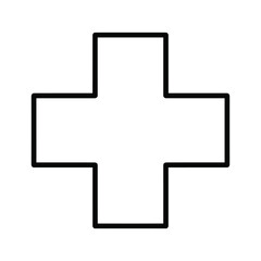 Simple black cross symbol on white background