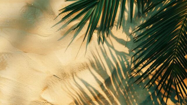 Video A palm tree's long shadow falls on a wall, providing a unique texture and pattern