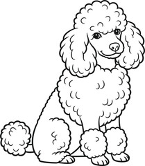 Cute Poodle Dog Coloring Page for Kids and Adults