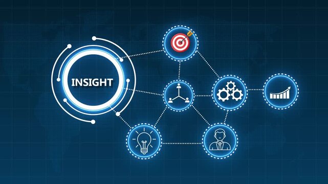 Insight Concept Network Diagram with Icons and World Map Background image photo