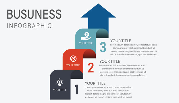 3-Step Modern business step infographic with three-stage timeline arrow design for strategy and growth presentation