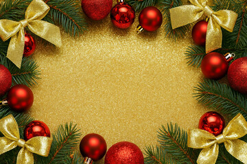 Gold Glitter Christmas Frame