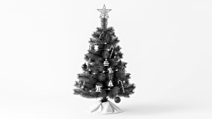  Mini Christmas Tree With Ornaments, White Background