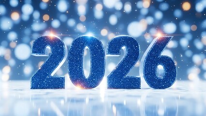 2026 new year celebration glittery blue numbers